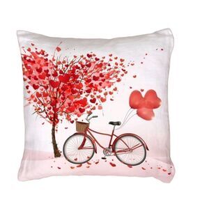Heart and Bicycle Pillow Cover